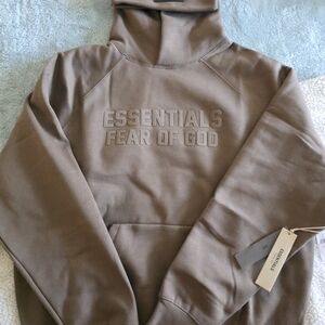 Fear Of God Essentials "Wood" Brown Hoodie Sz L